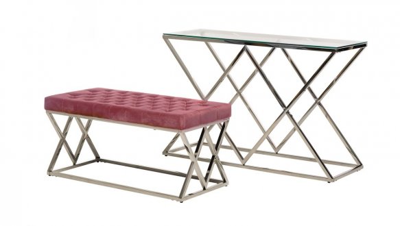 Банкетка BN-2 роза антик + серебро 7