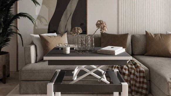 Стіл-трансформер B-Fly Art In Head Графіт / Білий діамант