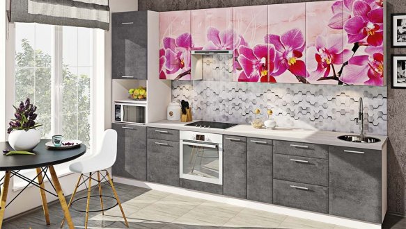 Модульная кухня Хай-тек цветная печать 11