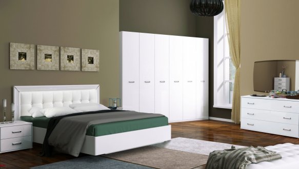 Кровать двуспальная с мягкой спинкой Миромарк Белла 160 с подьемним механизмом и нишей для белья 1