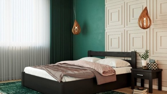 Кровать деревянная Лев Лира с подьемным механизмом и нишей для белья массив Бук 5