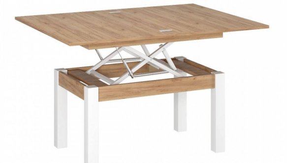 Стол-трансформер B-Fly Glass Art In Head Дуб крафт золотой/Белые ноги/Графитовое стекло 4