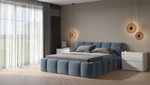 Ліжко м'яке двоспальне Городок меблі Титан без підйомного механізму