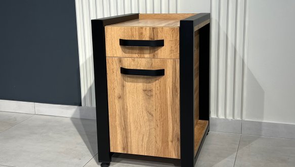 Тумба LOFT приставна Дуб Сонома / Чорний мат MebliRoMax