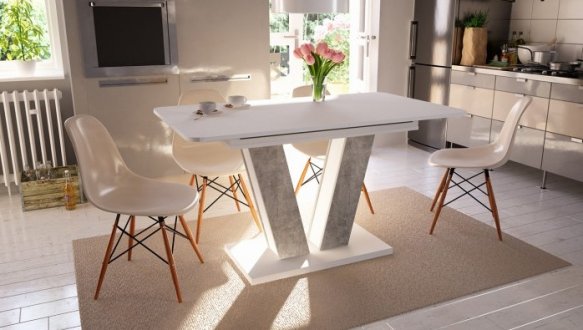 Стіл Torino White / Торіно Аляска Інтарсіо Біла аляска РЕ/Індастріал Розкладний 140/180 см 0