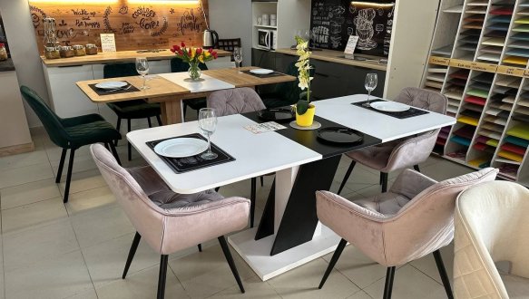 Стіл розкладний Carvelo Інтарасіо Біла Аляска/Чорний Уніколор 140/180 см 6