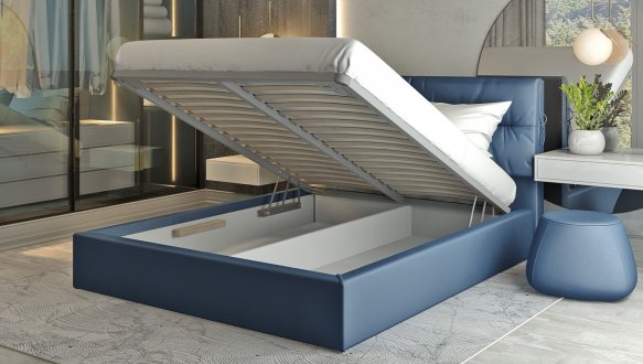 Кровать мягкая двуспальная Лев Санремо 2 с подъемным механизмом и нишей для белья 2