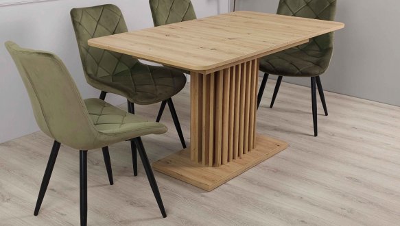 Стол Cassandra Интарсио Дуб Артизан/Чорний Раскладной 140/180 см 0