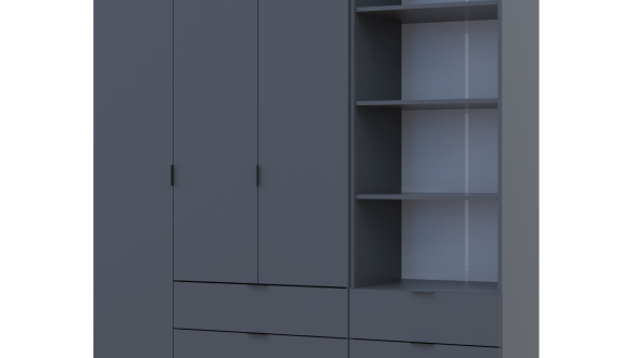 Шкаф для одежды Дорос Гелар графит 3-х дверный с пеналом 176,2 см