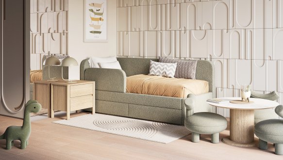 Кровать десткая мягкая с подьемным механизмом Шик Галичина Мокко