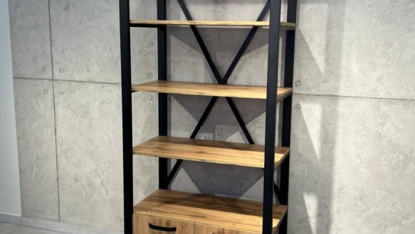 Стеллаж LOFT 900 2Д Дуб Сонома / Чёрный мат MebliRoMax 3