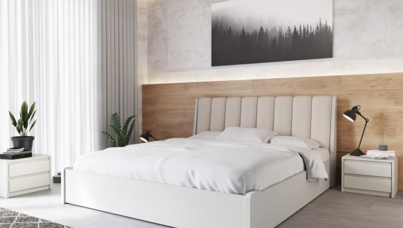 Ліжко дерев'яне Лев Токіо 50 Масив бук Білий