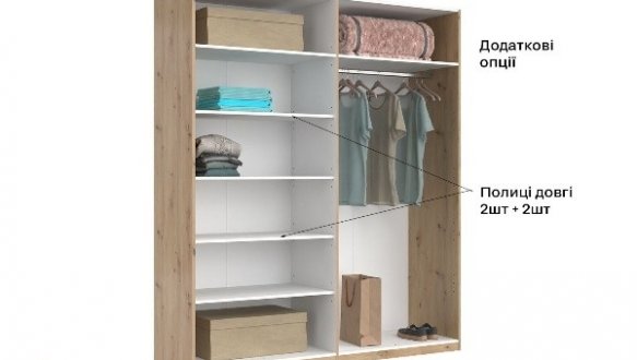 Шафа 4дв з дзеркалом Міромарк Тедді 4 дверний дуб артизан 180 см 6