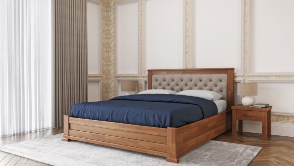 Ліжко дерев'яне Лев Лорд М50 з підйомним механізмом і нішею для білизни масив Бук 19