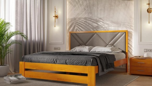 Ліжко дерев'яне з м'якою вставкою ArborDrev Симфонія Преміум Сосна / Бук 6