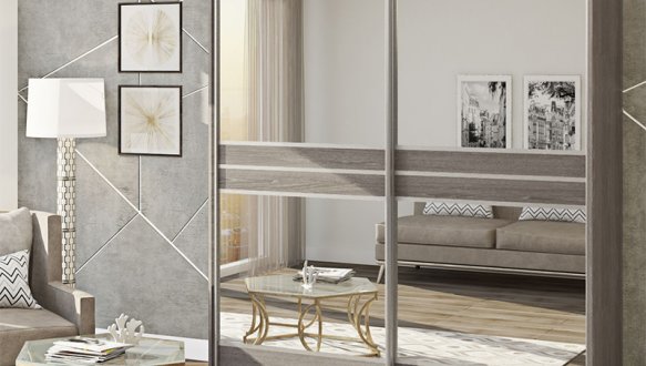 Шкаф-купе Комфорт мебель Модель-6 бетон 2 дверный 190 см