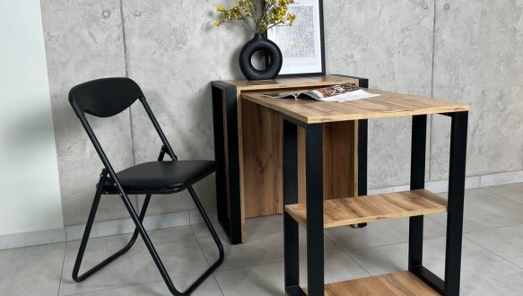 Стіл трансформер LOFT Дуб Сонома / Чорний мат MebliRoMax 4