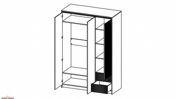 Шафа Гербор SZF3D2S Монако 3 дверна з 2 шухлядами Кашемір / Елегантний сірий софттач 150 см 1