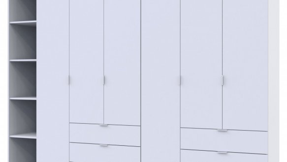 Шкаф Дорос Гелар белый с Этажеркой 6 дверной 270,6 см 2