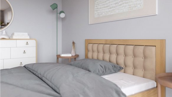 Ліжко двоспальне дерев'яне ArborDrev Регіна Люкс масив Сосна / Бук 2