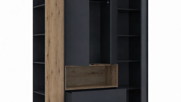 Шкаф Дорос Дейл трёхдверный с нишей и этажеркой Антрацит/Дуб Эвок 178 см 0