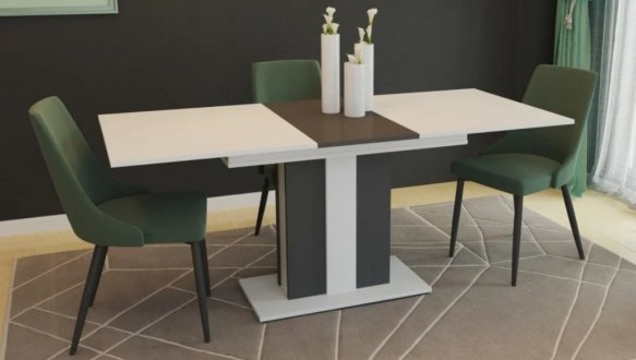 Стол обеденный Clasic Интарсио Белая Аляска/Антрацитовый Раскладной 140/180 см 3