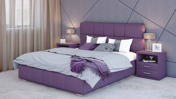 Ліжко м'яке двоспальне Городок меблі Престиж з підйомним механізмом та нішею для білизни