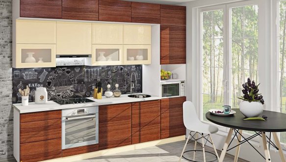 Модульная кухня Хай-тек з деревяной текстурой 9