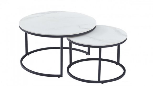 Журнальный столик FLORIDA A Интарсио белый глянец эф.мрамора/черный 80 см
