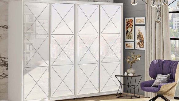 Шафа-купе Комфорт меблі Прованс фарбований високий глянець 4 дверна 400 см