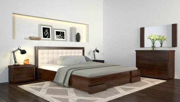 Ліжко двоспальне дерев'яне ArborDrev Регіна Люкс масив Сосна / Бук 9