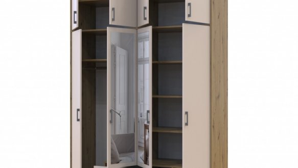 Шкаф для одежды Дорос Ронди кашемир с высокой антресолей и зеркалом 4-дверный 160 см 0