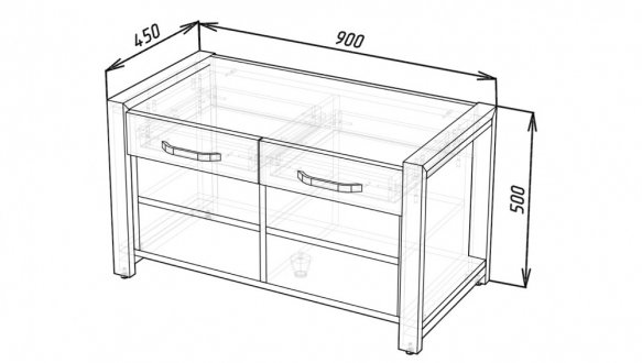 Тумба LOFT 2ш Дуб Сонома / Чёрный мат MebliRoMax 2