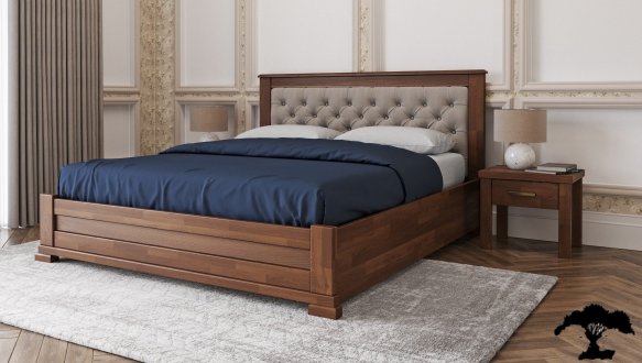 Ліжко дерев'яне Лев Лорд М50 з підйомним механізмом і нішею для білизни масив Бук