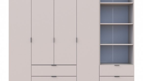 Шкаф для одежды Дорос Гелар кашемир 4-х дверной с пеналом 215 см 4