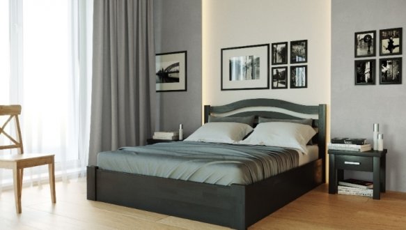 Ліжко дерев'яне Лев Афіна Нова з підйомним механізмом та нішею для білизни масив Бук