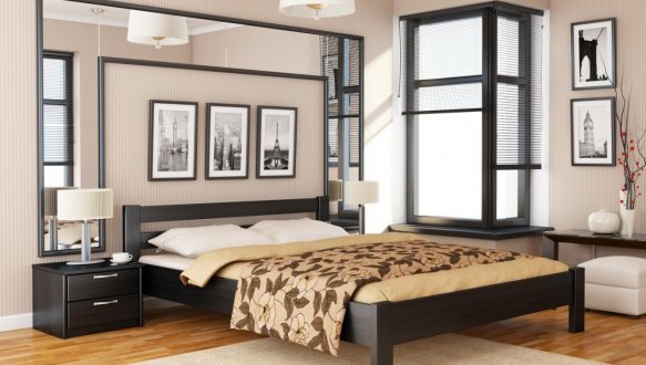 Ліжко дерев'яне Естелла Рената / Серія Тесса Щит / Масив Бук 10