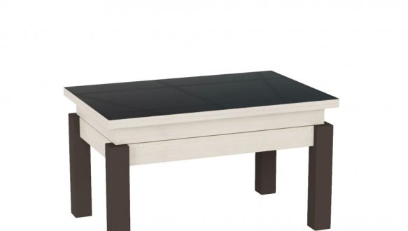 Стол-трансформер B-Fly Glass Гикори рокфорд светлый/Венге ноги/Графитовое стекло 1