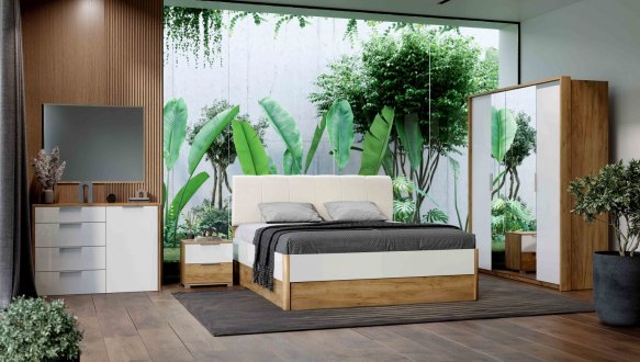 Модульная спальня Asti/Асти Миромарк Дуб крафт/Глянец белый 2