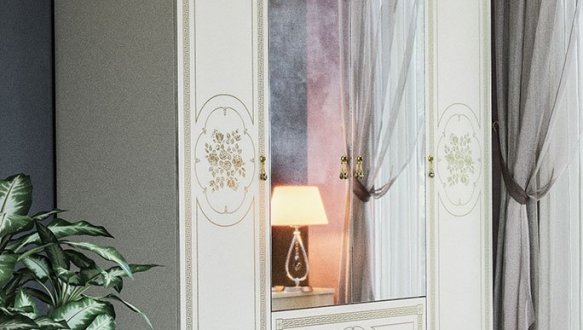 Шкаф 4Д с зеркалом Світ Меблів Жасмин 3 дверный белый 188 см 2