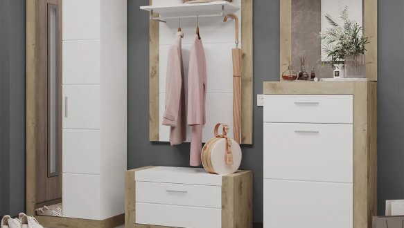 Модульний передпокій Сокме Палермо Білий /дуб Вікінг