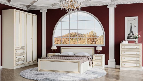 Шкаф 2д + 3шх КС Тиффани 2 дверный ваниль 80 см 0