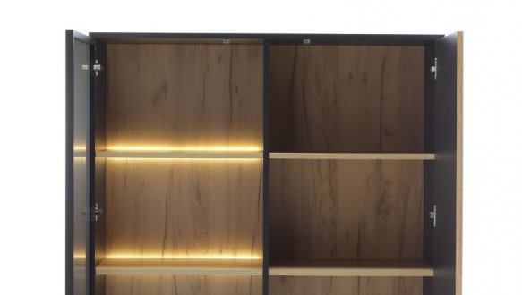 Вітрина низька Сенто / Sento WT104 з підсвіткою чорний/дуб вотан Perfect Home ширина 103 см. 13