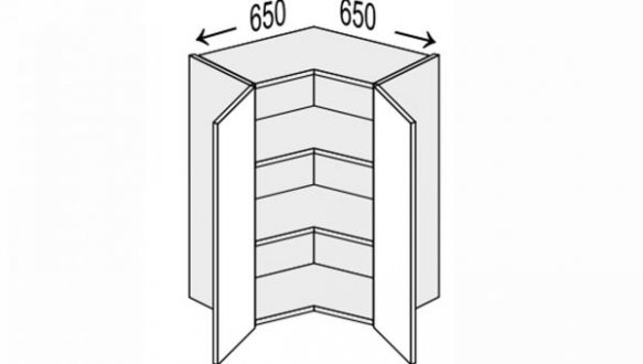 Секція верхня КутВ 90° 650х650/720 2дв Лео