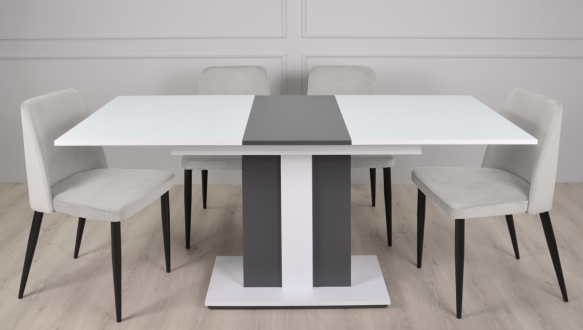 Стол обеденный Clasic Интарсио Белая Аляска/Антрацитовый Раскладной 140/180 см 1