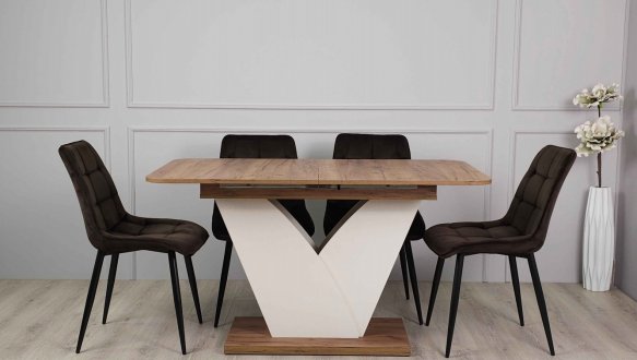 Стіл Volt Інтарсіо Дуб Крафт Табако/Мигдаль Розкладний 140/180 см 2