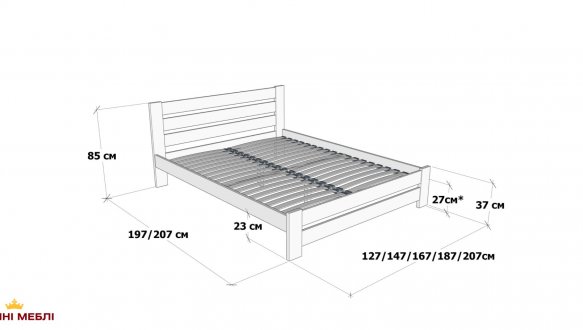 Ліжко двоспальне дерев'яне Дрімка Марсель Бук 12
