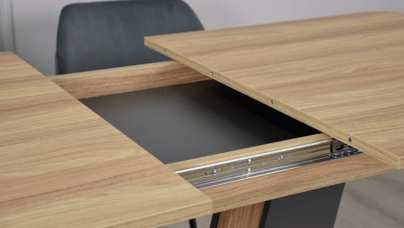 Стіл Torino Wood/Торіно Вуд Інтарсіо Блеквуд Ячмінний/Графіт Розкладний 140/180 см 4