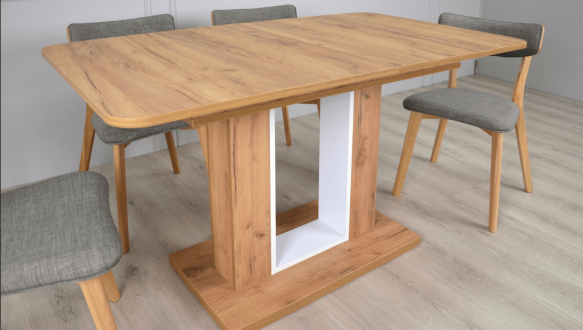 Стол обеденный Titan Интарсио Белая Аляска/Дуб Тахо Раскладной 140/180 см 2