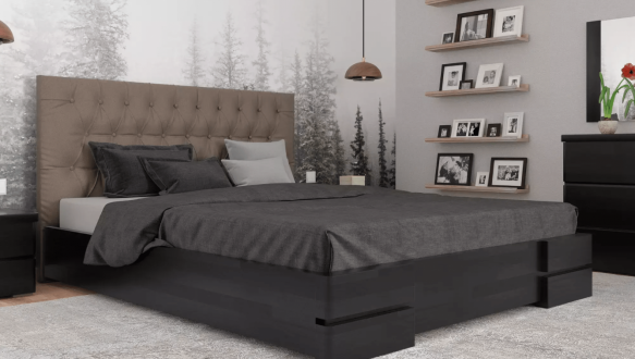 Ліжко дерев'яне ArborDrev Камелія ромб з підйомним механізмом та нішею для білизни Сосна / Бук 3